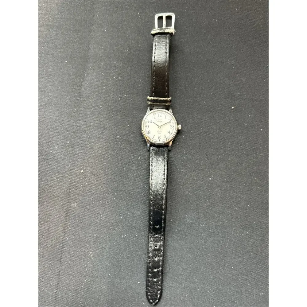 Timex Indiglo Silver Tone Black Band Women’s Quartz Watch